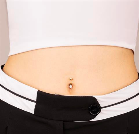 14 Ayar Altın Tek Taşlı Göbek Piercing