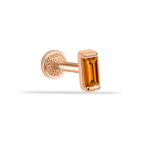 Dianora Piercing-14 Ayar Altın Turuncu Baget Taşlı Minimal Tragus Piercing-Renkli Taşlar Koleksiyonu-36-Milagron.com