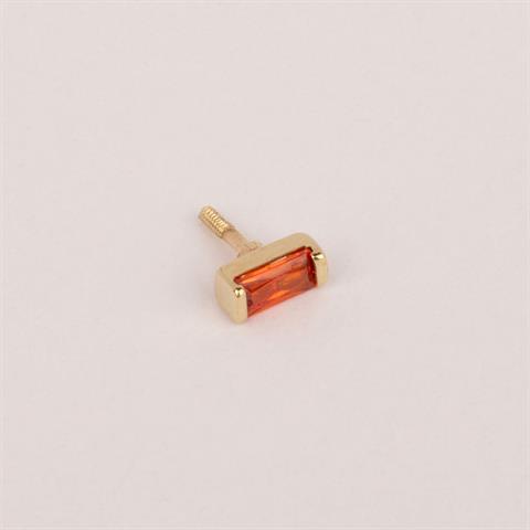 Dianora Piercing-14 Ayar Altın Turuncu Baget Taşlı Minimal Tragus Piercing-Renkli Taşlar Koleksiyonu-4-Milagron.com
