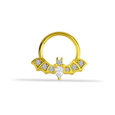 14 Ayar Altın Yarasa Motifli Minimal Halka Piercing