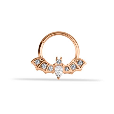 14 Ayar Altın Yarasa Motifli Minimal Halka Piercing
