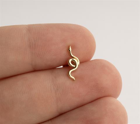 Dianora Piercing-14 Ayar Altın Yılan Motifli Minimal Helix/Kıkırdak Piercing-Helix Piercing-5-Milagron.com