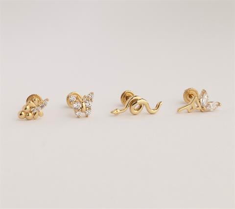 Dianora Piercing-14 Ayar Altın Yılan Motifli Minimal Helix/Kıkırdak Piercing-Helix Piercing-7-Milagron.com