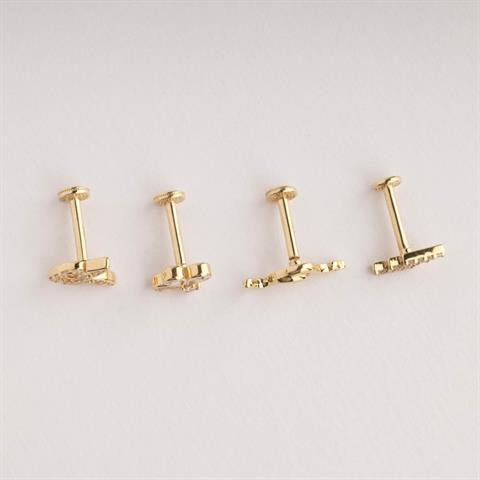 Dianora Piercing-14 Ayar Altın Yılan Motifli Minimal Tragus Piercing-Tragus Piercing-10-Milagron.com