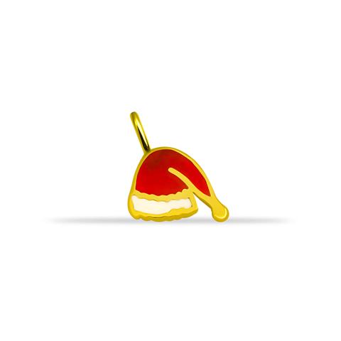 14 Ayar Altın Yılbaşı Şapkası Motifli Mineli Minimal Charm