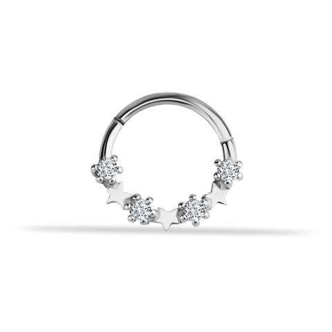 14 Ayar Altın Yıldız Motifli Minimal Halka Piercing