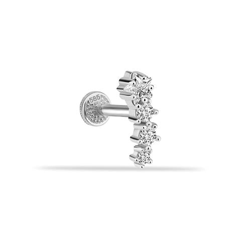 Dianora Piercing-14 Ayar Altın Yıldız Taşlı Tragus Piercing-Tragus Piercing-3-Milagron.com