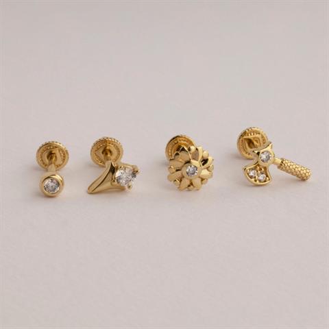 Dianora Piercing-14 Ayar Altın Zarafet İğnesi Minimal Helix/Kıkırdak Piercing-Helix Piercing-7-Milagron.com