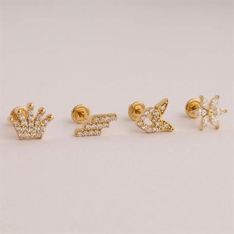 Dianora Piercing-14 Ayar Altın Zikzak Helix Kıkırdak Piercing-Helix Piercing-7-Milagron.com