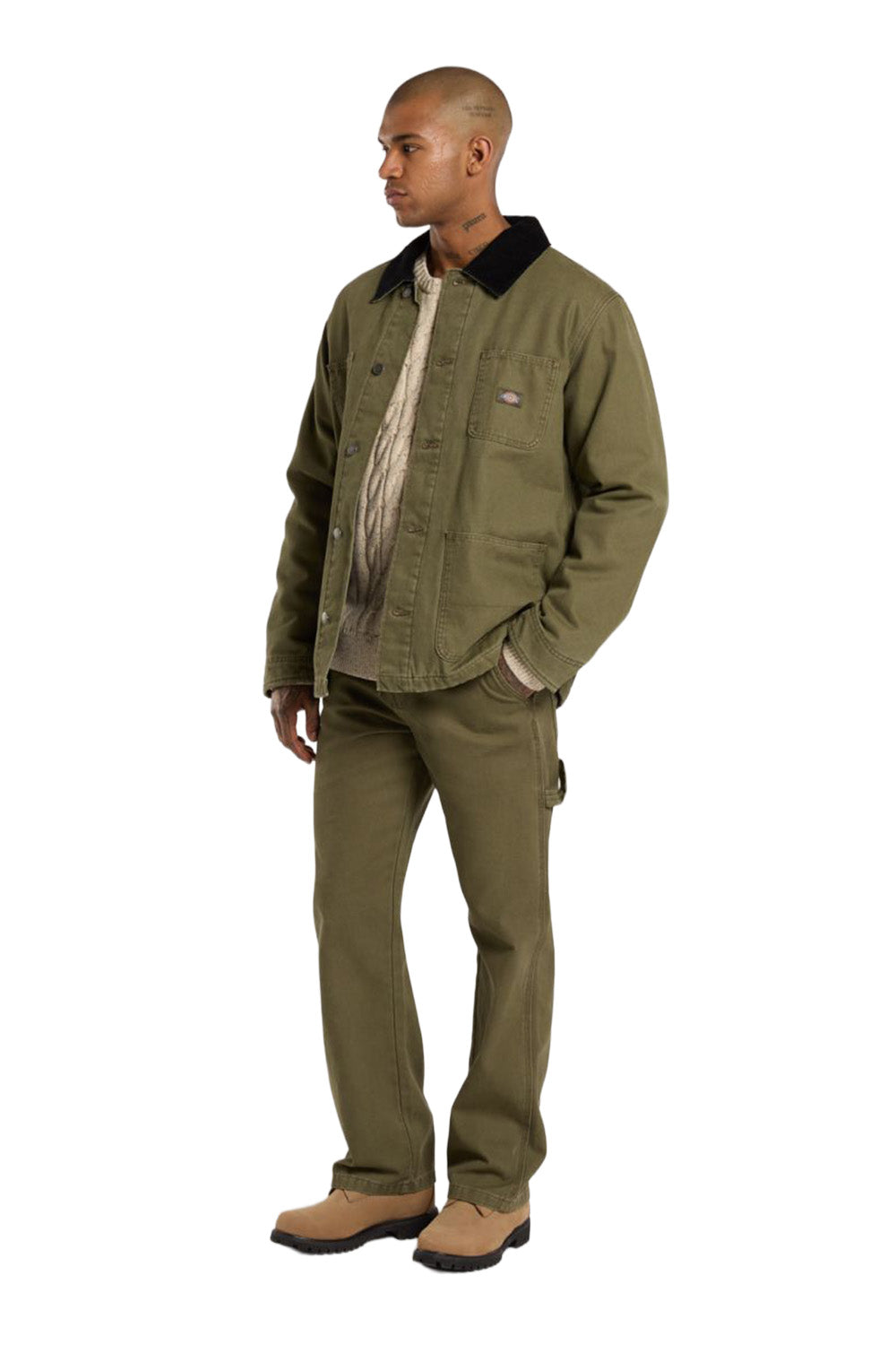 Dickies-Chore Jacket Lined Erkek Yeşil Kanvas Mont-Mont-3-Milagron.com