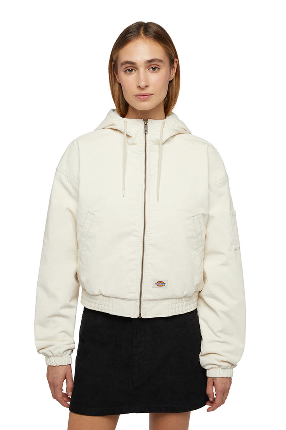 Dickies-Corduroy Hooded Jacket W White-Ceket-1-Milagron.com