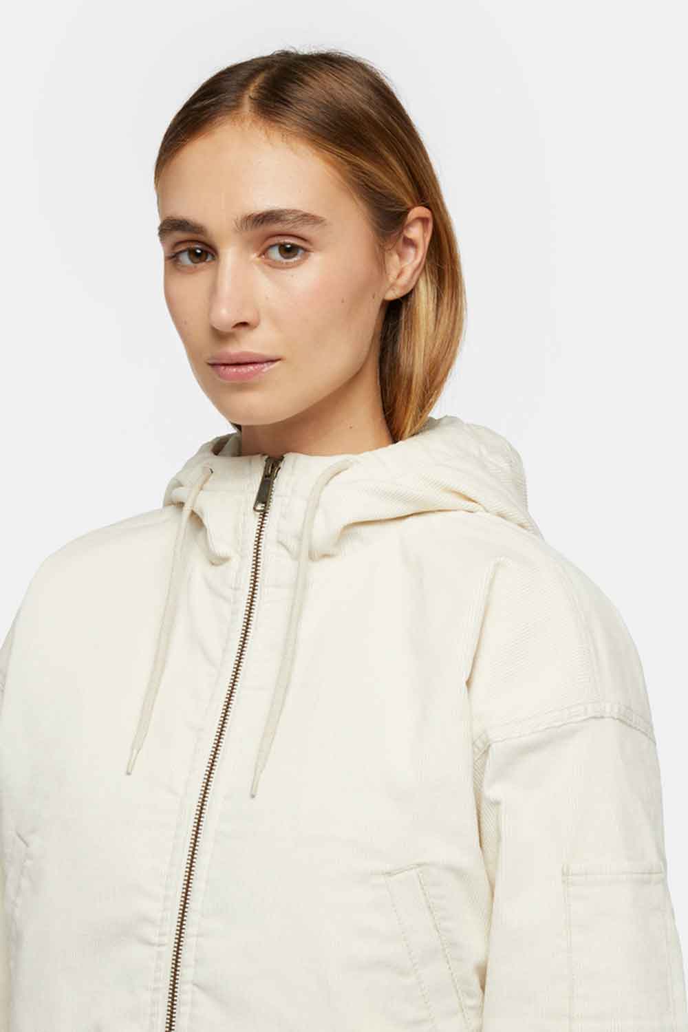 Dickies-Corduroy Hooded Jacket W White-Ceket-2-Milagron.com