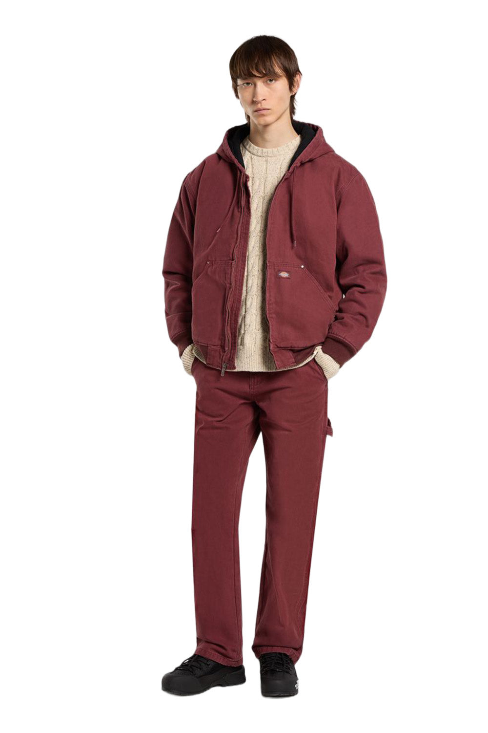 Dickies-Hilham Hooded Kapüşonlu Erkek Bordo Kanvas Mont-Mont-3-Milagron.com