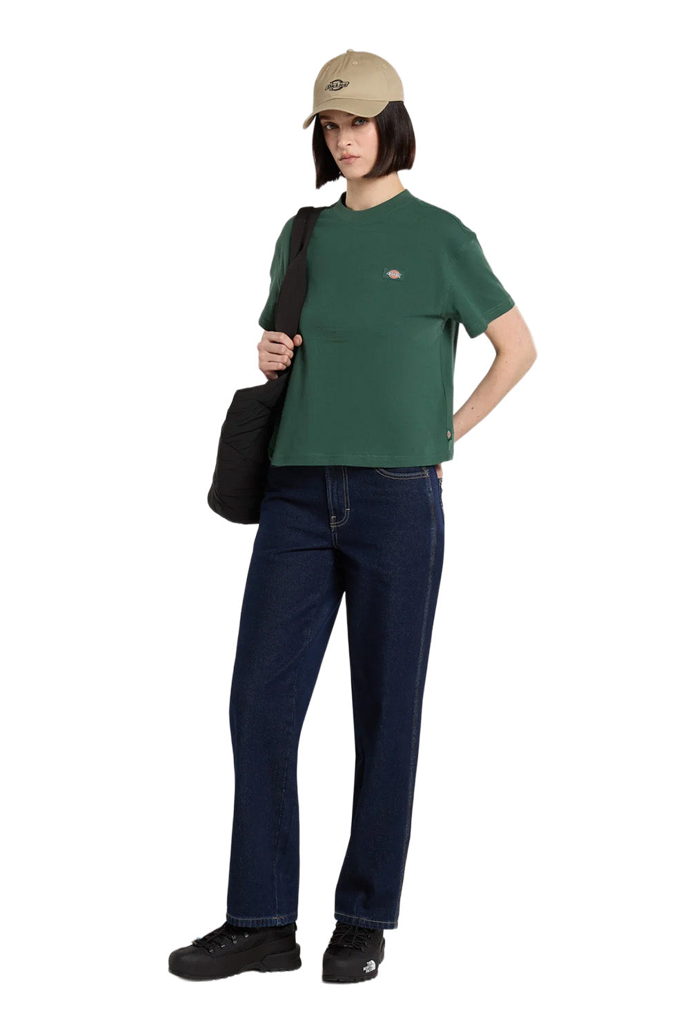 Dickies-Oakport Boxy Ss Tee Haki Kadın T-Shirt-T-Shirts-3-Milagron.com