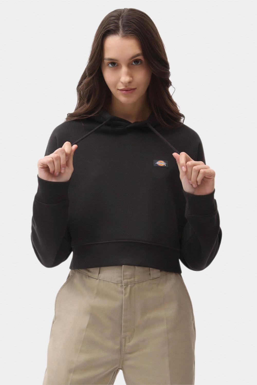 Dickies-Oakport Cropped Hoodie Black-Sweatshirts & Hoodies-5-Milagron.com