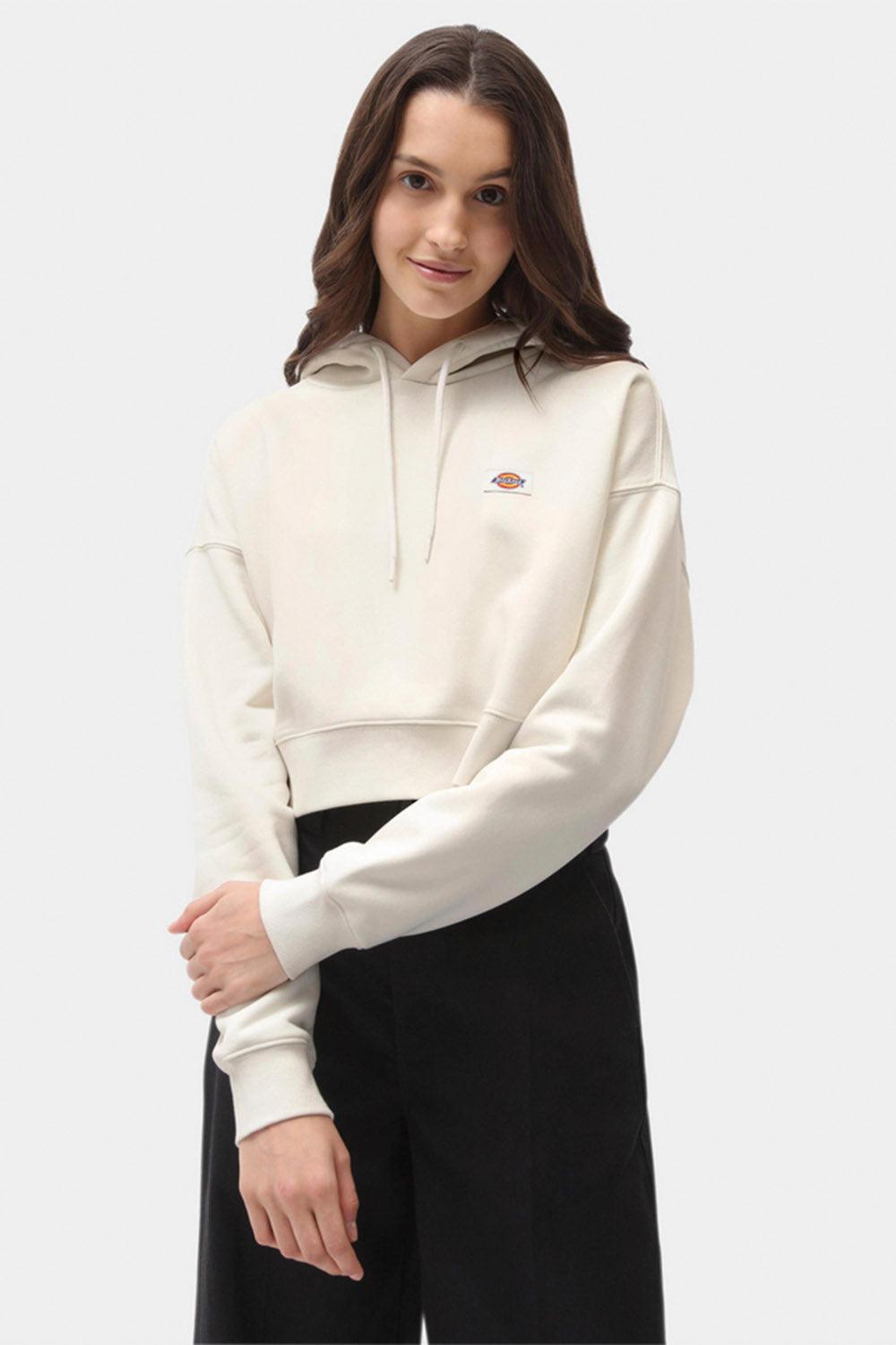 Dickies-Oakport Cropped Hoodie Ecru-Sweatshirts & Hoodies-1-Milagron.com