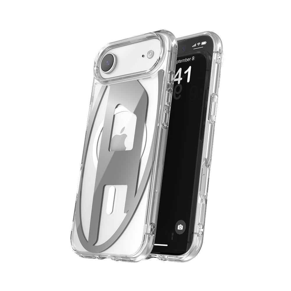 Diesel Iphone 17 Air Uyumlu Magsafe Destekli Oval D Metalik Kılıf - Gümüş