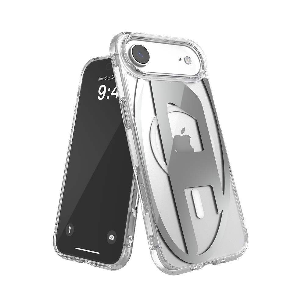 Diesel Iphone 17 Air Uyumlu Magsafe Destekli Oval D Metalik Kılıf - Gümüş