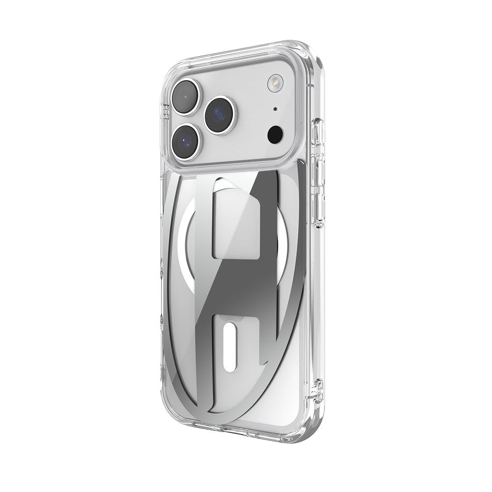 Diesel Iphone 17 Pro Uyumlu Magsafe Destekli Oval D Metalik Kılıf - Gümüş