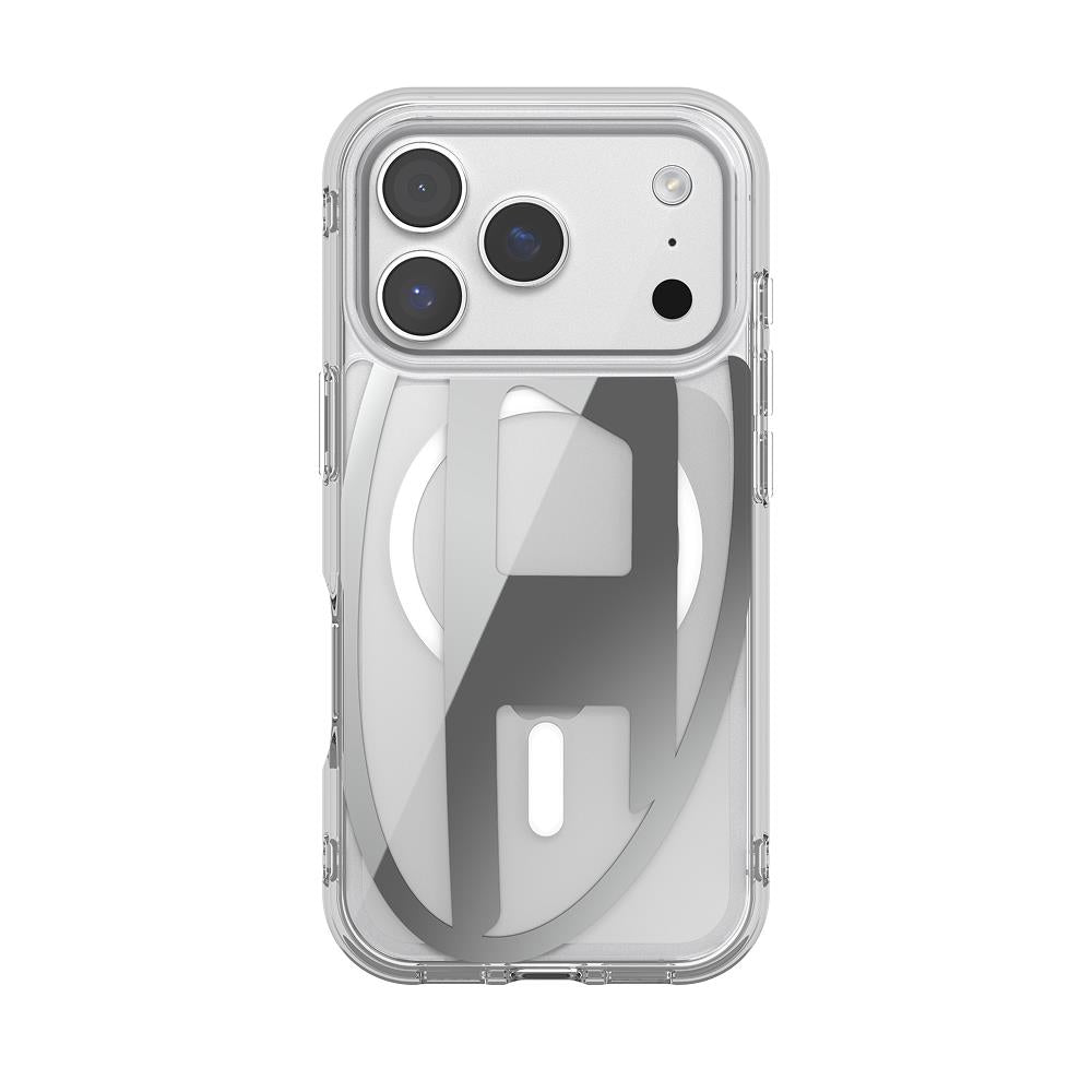 Diesel Iphone 17 Pro Uyumlu Magsafe Destekli Oval D Metalik Kılıf - Gümüş