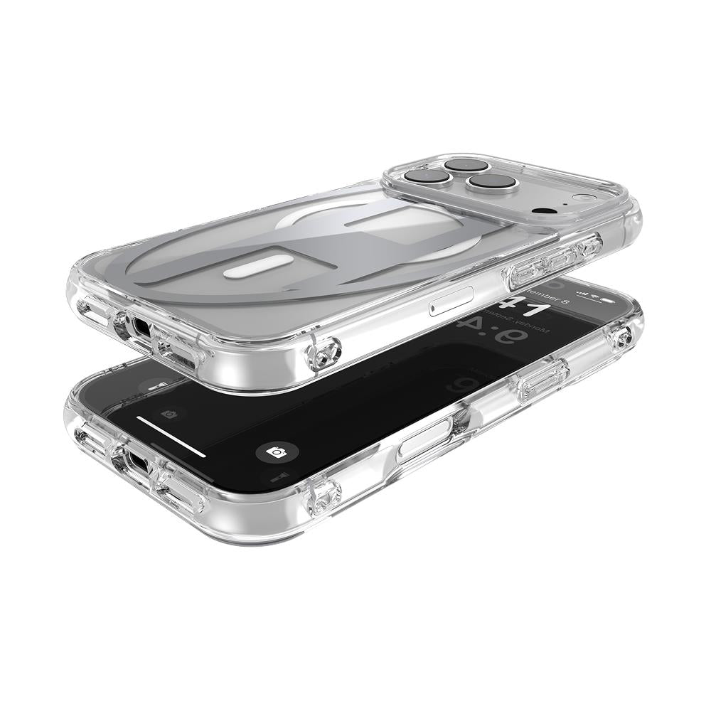 Diesel Iphone 17 Pro Uyumlu Magsafe Destekli Oval D Metalik Kılıf - Gümüş