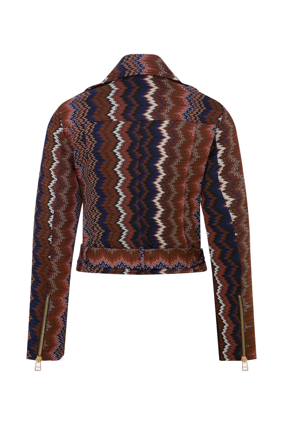 Zigzag Biker Jacket & Flared Skirt Set