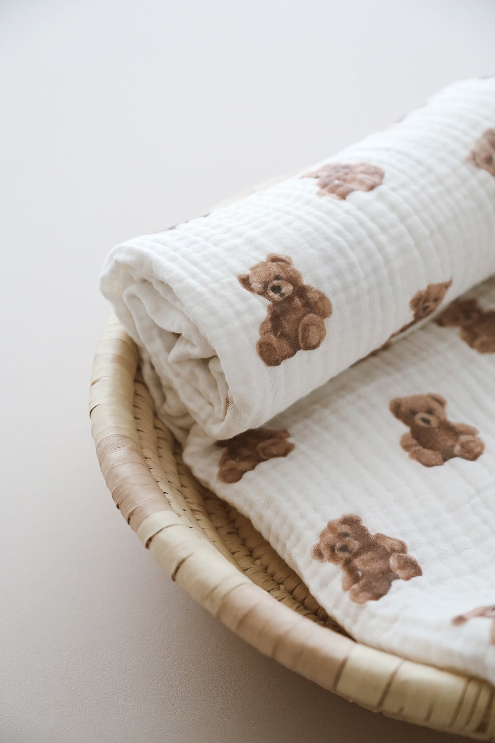 DoDo'S Baby-Çi̇ft Katli Ayicik Teddy Desen Organi̇k Müsli̇n Örtü-Yatak Örtüsü-2-Milagron.com