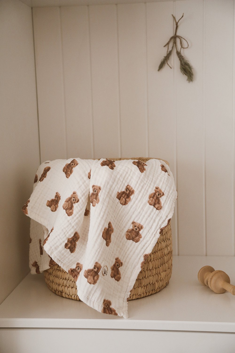 DoDo'S Baby-Dört Katli Ayicik Teddy Desen Organi̇k Müsli̇n Örtü-Yatak Örtüsü-2-Milagron.com