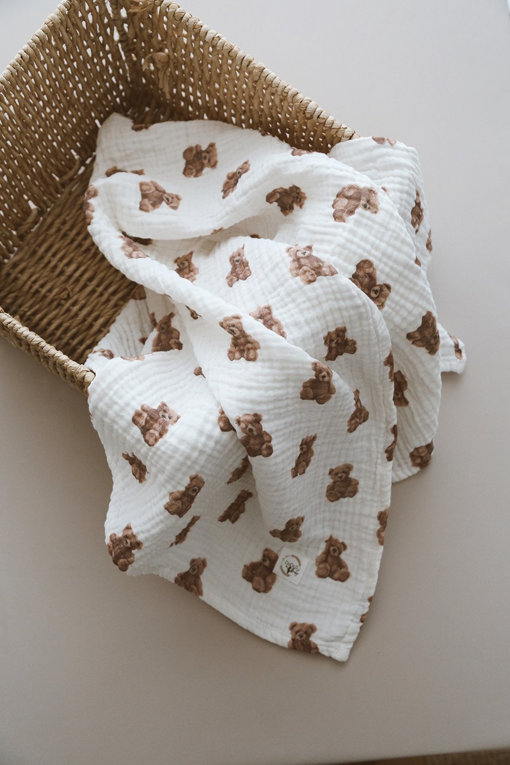 DoDo'S Baby-Dört Katli Ayicik Teddy Desen Organi̇k Müsli̇n Örtü-Yatak Örtüsü-5-Milagron.com