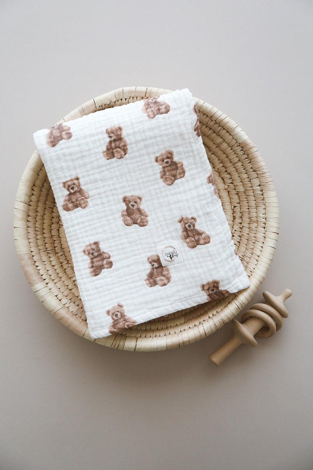 DoDo'S Baby-Dört Katli Ayicik Teddy Desen Organi̇k Müsli̇n Örtü-Yatak Örtüsü-7-Milagron.com