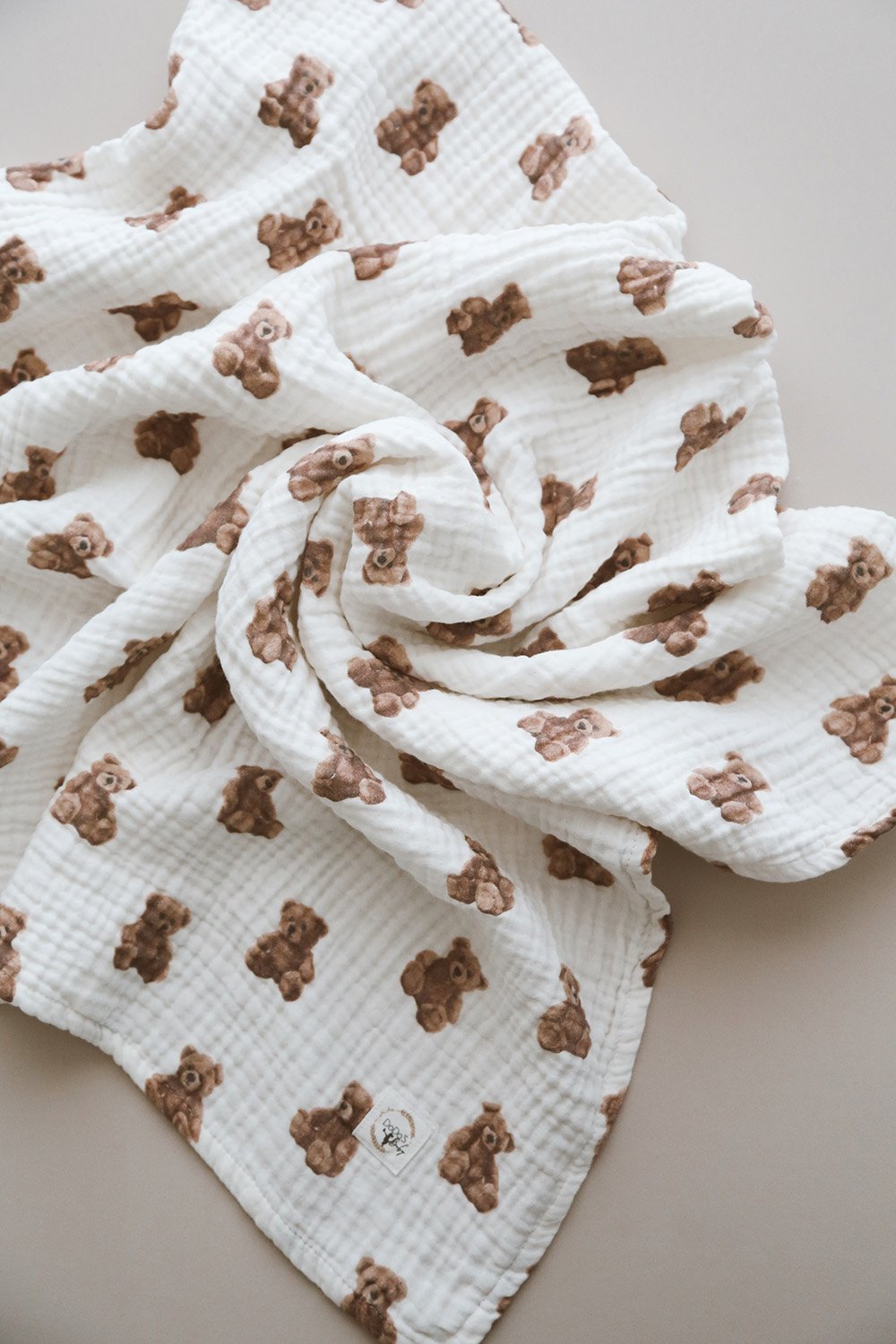 DoDo'S Baby-Dört Katli Ayicik Teddy Desen Organi̇k Müsli̇n Örtü-Yatak Örtüsü-8-Milagron.com