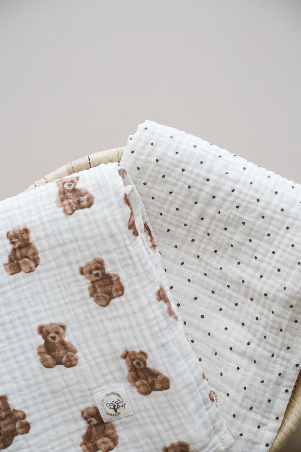 DoDo'S Baby-Dört Katli Desenli̇ Nokta Desen Organi̇k Müsli̇n Örtü-Yatak Örtüsü-3-Milagron.com