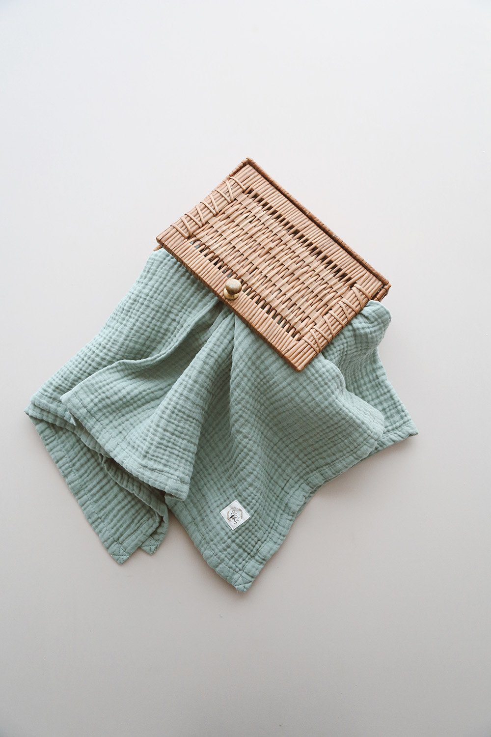 DoDo'S Baby-Dört Katli Mi̇nt Yeşi̇li̇ Düz Desen Organi̇k Müsli̇n Örtü-Yatak Örtüsü-1-Milagron.com