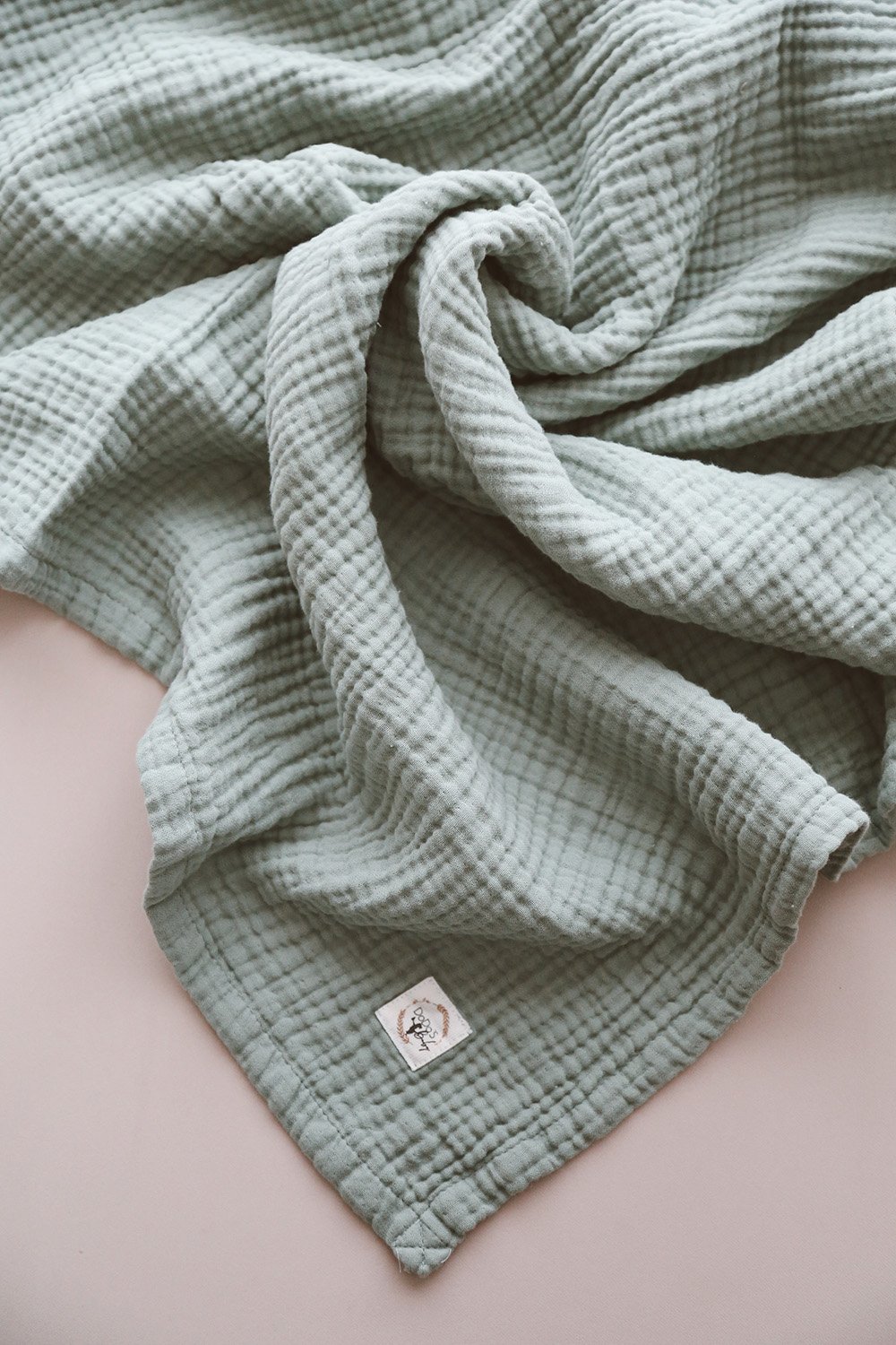 DoDo'S Baby-Dört Katli Mi̇nt Yeşi̇li̇ Düz Desen Organi̇k Müsli̇n Örtü-Yatak Örtüsü-11-Milagron.com