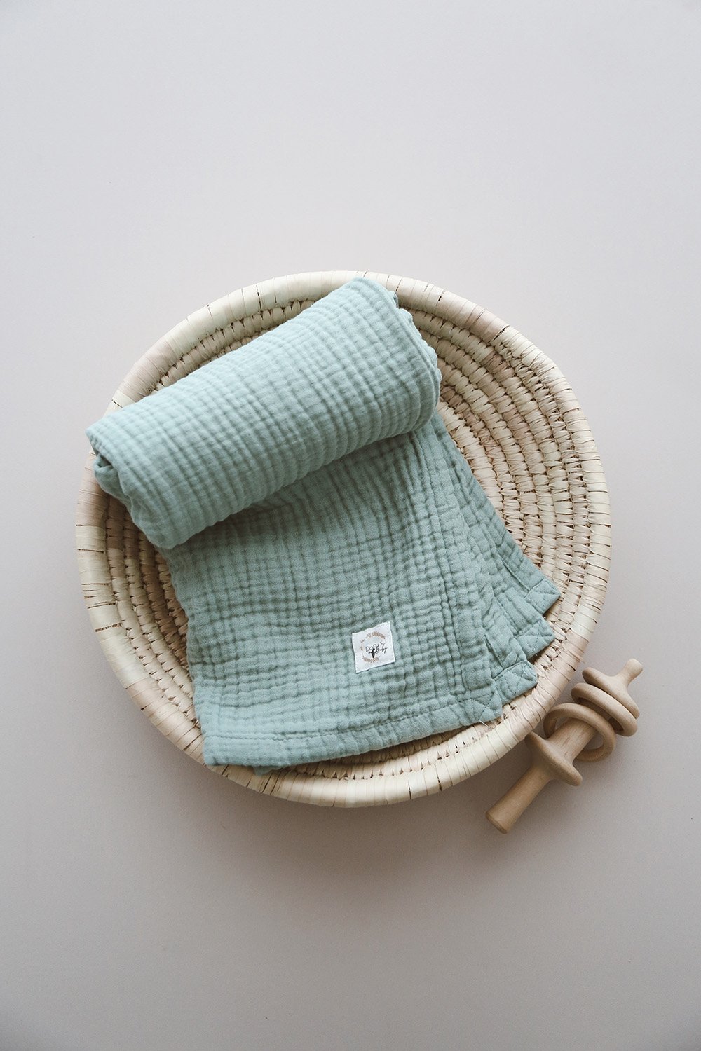 DoDo'S Baby-Dört Katli Mi̇nt Yeşi̇li̇ Düz Desen Organi̇k Müsli̇n Örtü-Yatak Örtüsü-2-Milagron.com