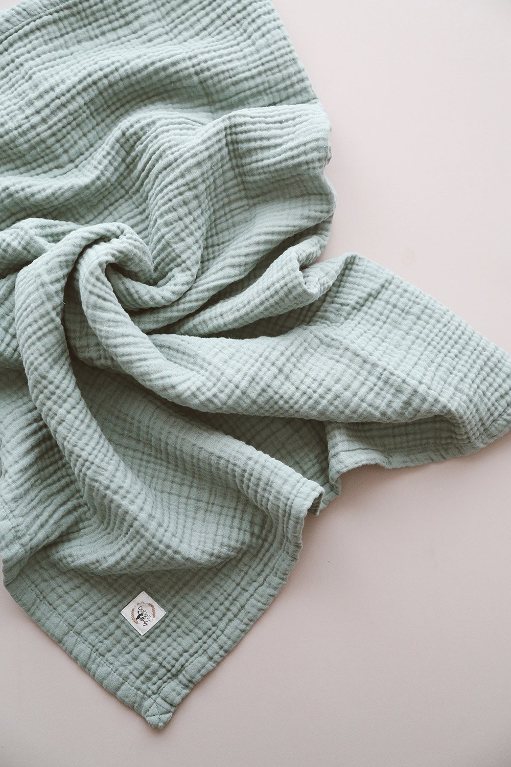 DoDo'S Baby-Dört Katli Mi̇nt Yeşi̇li̇ Düz Desen Organi̇k Müsli̇n Örtü-Yatak Örtüsü-3-Milagron.com