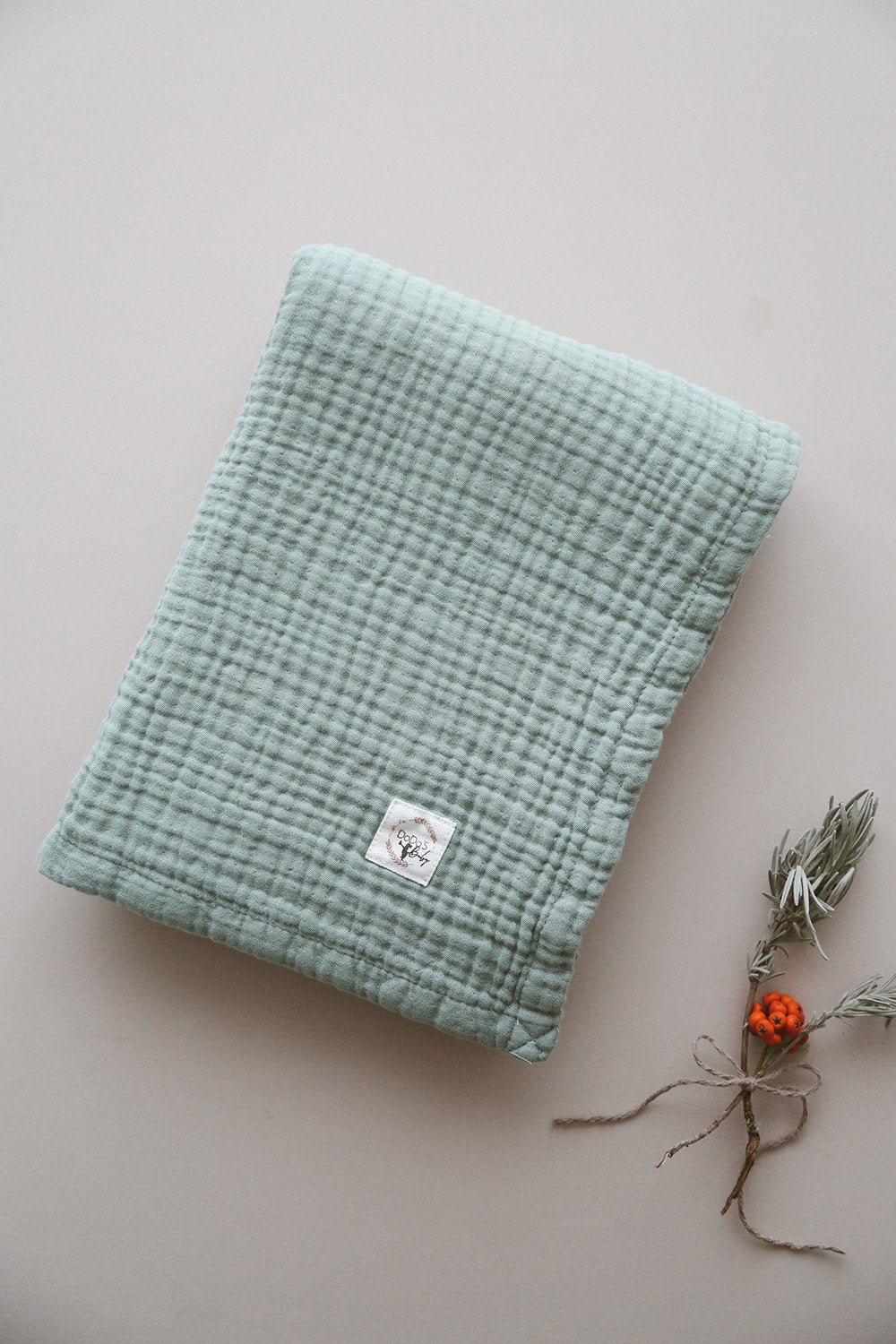 DoDo'S Baby-Dört Katli Mi̇nt Yeşi̇li̇ Düz Desen Organi̇k Müsli̇n Örtü-Yatak Örtüsü-9-Milagron.com