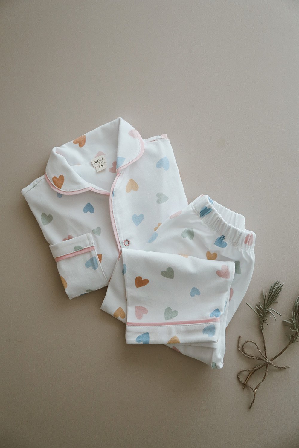 DoDo'S Baby-Renkli̇ Kalpler Desenli̇ Alt - Üst Pi̇jama Takımı - Kız Çocuk-İç Giyim & Pijama-4-Milagron.com