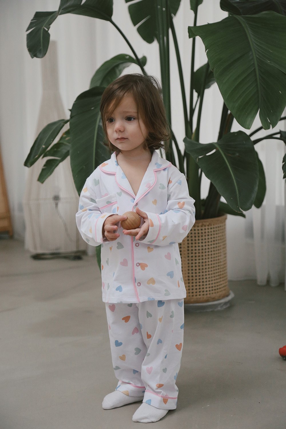 DoDo'S Baby-Renkli̇ Kalpler Desenli̇ Alt - Üst Pi̇jama Takımı - Kız Çocuk-İç Giyim & Pijama-7-Milagron.com