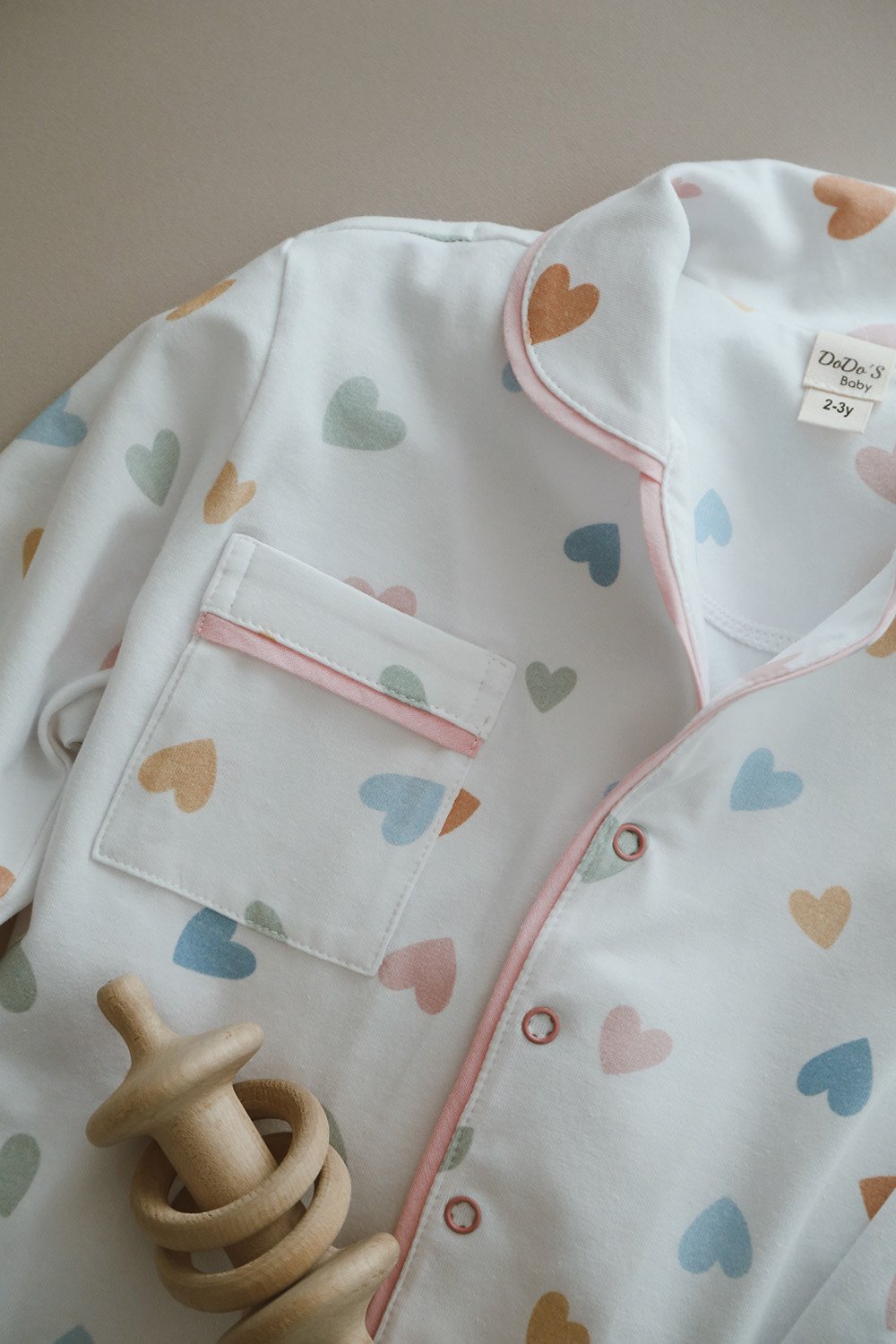 DoDo'S Baby-Renkli̇ Kalpler Desenli̇ Alt - Üst Pi̇jama Takımı - Kız Çocuk-İç Giyim & Pijama-9-Milagron.com