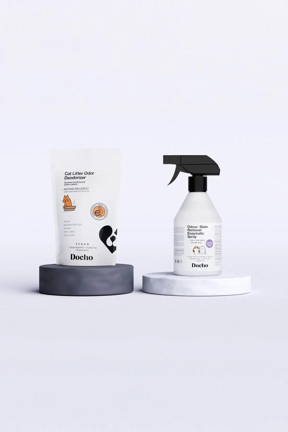 Docho-Kedi Kumu Koku Giderici Aktif Karbon 400 Gr Ve Koku Ve Leke Çıkarıcı Enzimatik Sprey 500 Ml Seti-Kedi-1-Milagron.com