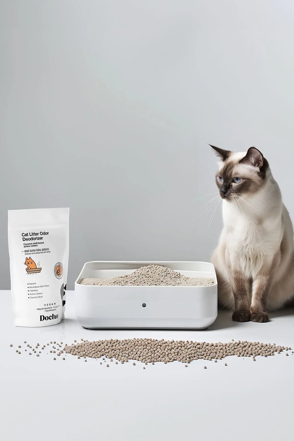 Docho-Kedi Kumu Koku Giderici Aktif Karbon 400 Gr Ve Koku Ve Leke Çıkarıcı Enzimatik Sprey 500 Ml Seti-Kedi-4-Milagron.com