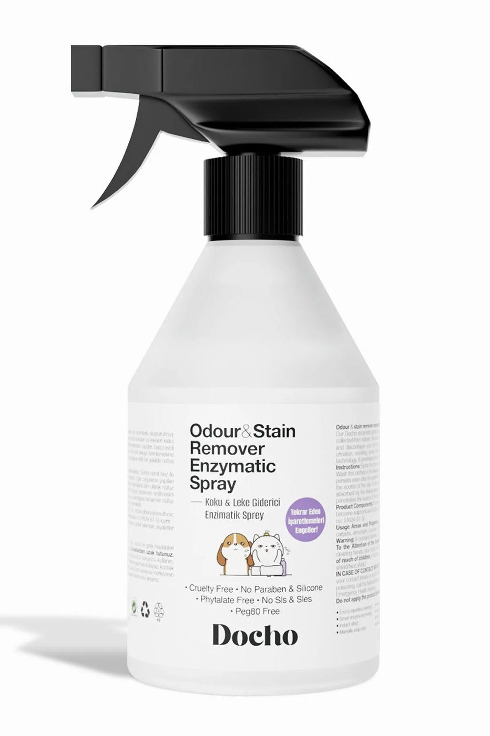 Docho-Kedi Kumu Koku Giderici Aktif Karbon 400 Gr Ve Koku Ve Leke Çıkarıcı Enzimatik Sprey 500 Ml Seti-Kedi-7-Milagron.com