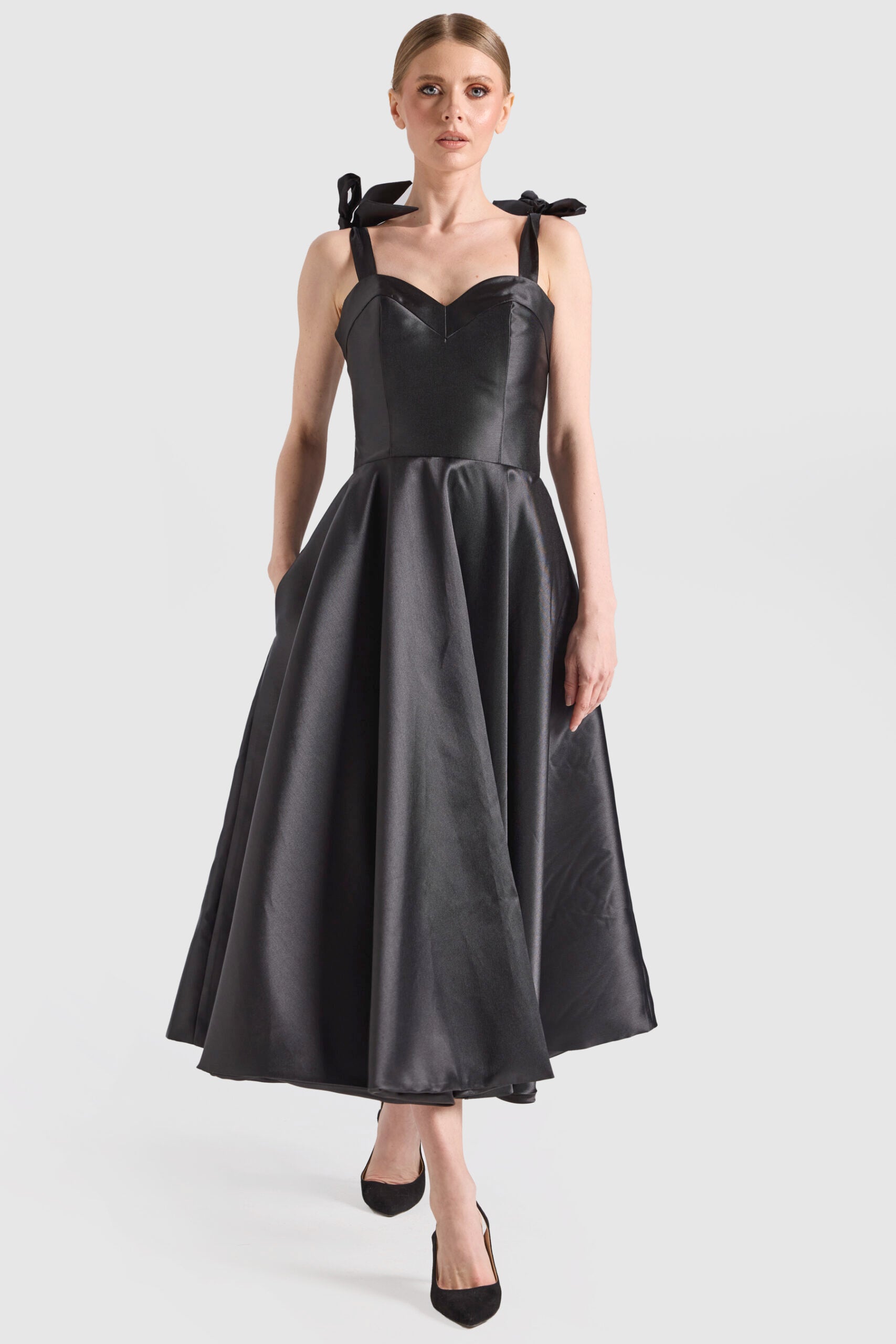 Dollie Bell-Cutest Ribbon Kurdele Detaylı Kalp Yaka Midi Elbise-Lover Doll, Platform-4-Milagron.com