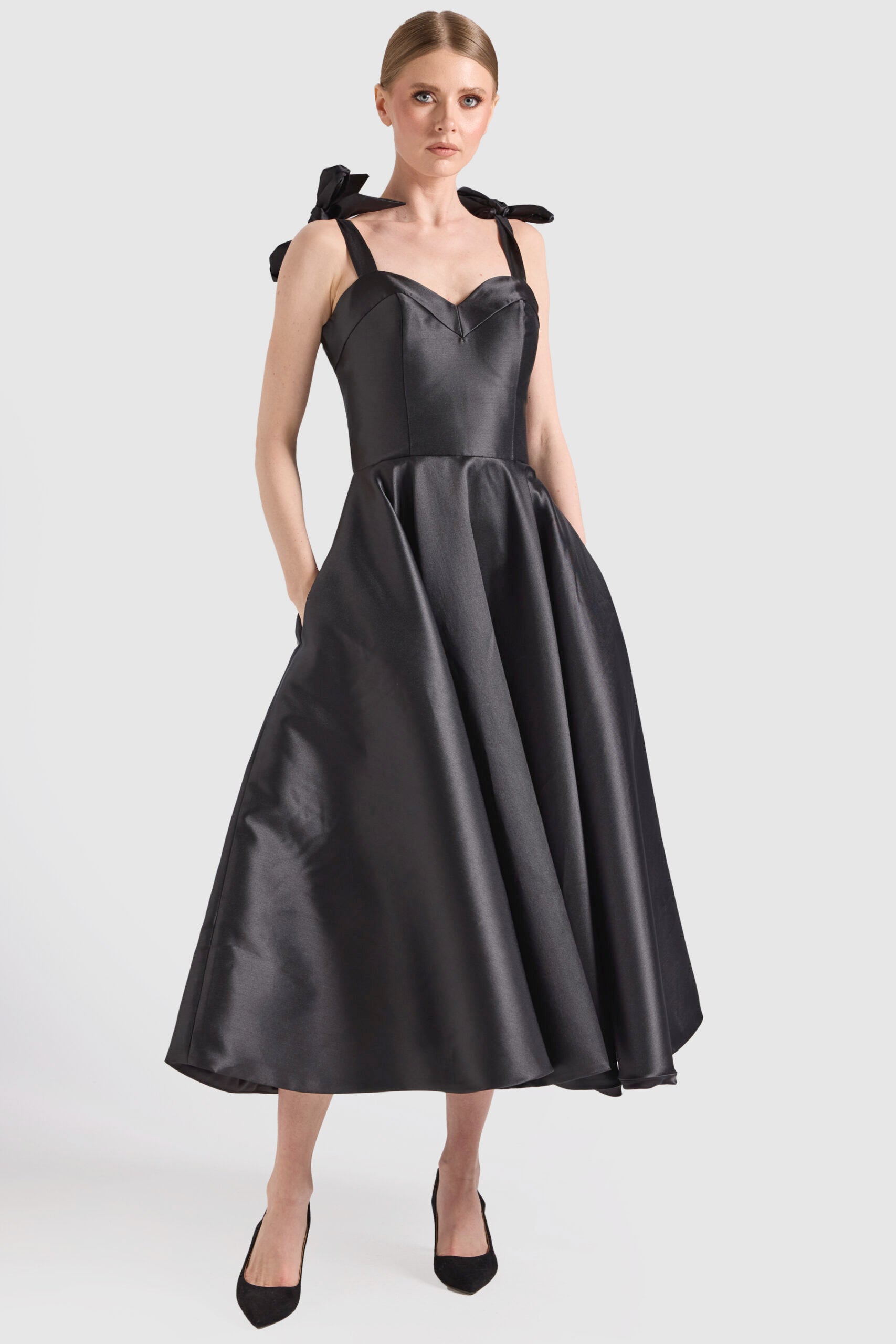 Dollie Bell-Cutest Ribbon Kurdele Detaylı Kalp Yaka Midi Elbise-Lover Doll, Platform-7-Milagron.com