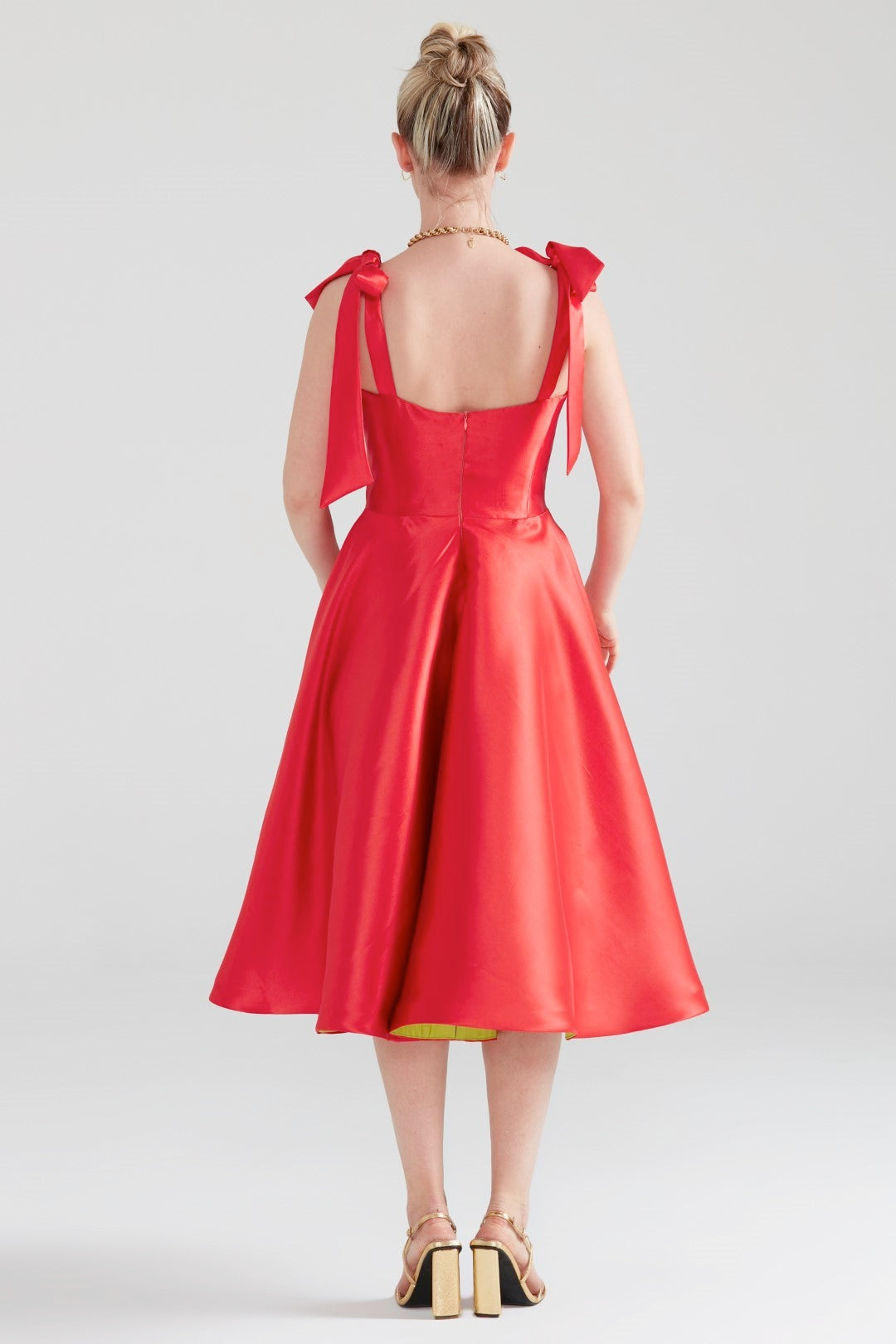 Dollie Bell-Cutest Ribbon Kurdele Detaylı Kalp Yaka Midi Elbise Kırmızı-Lover Doll, Platform-1-Milagron.com