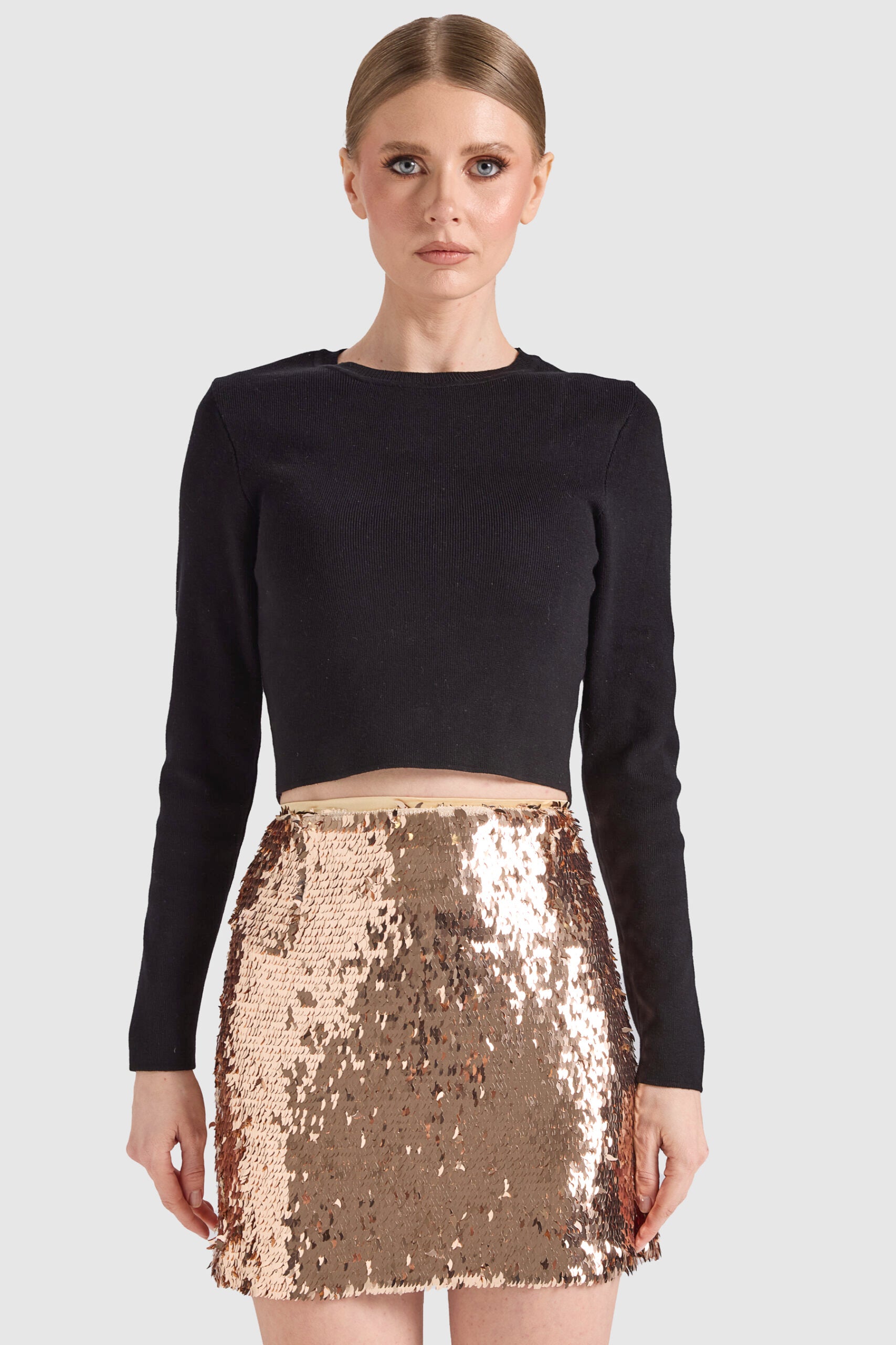 Dollie Bell-Damla Payetli Mini Etek Dore-Etek-1-Milagron.com