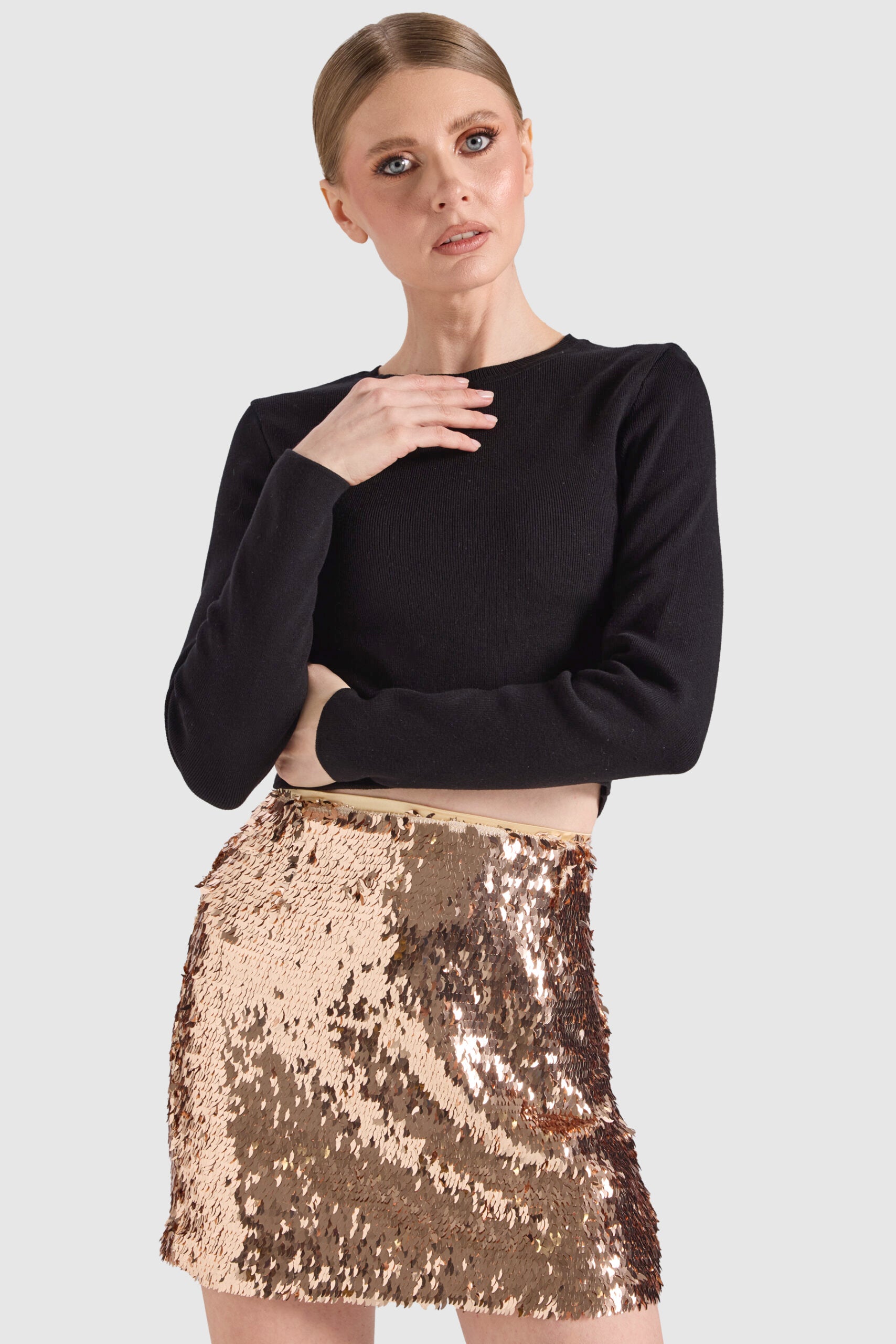 Dollie Bell-Damla Payetli Mini Etek Dore-Etek-3-Milagron.com