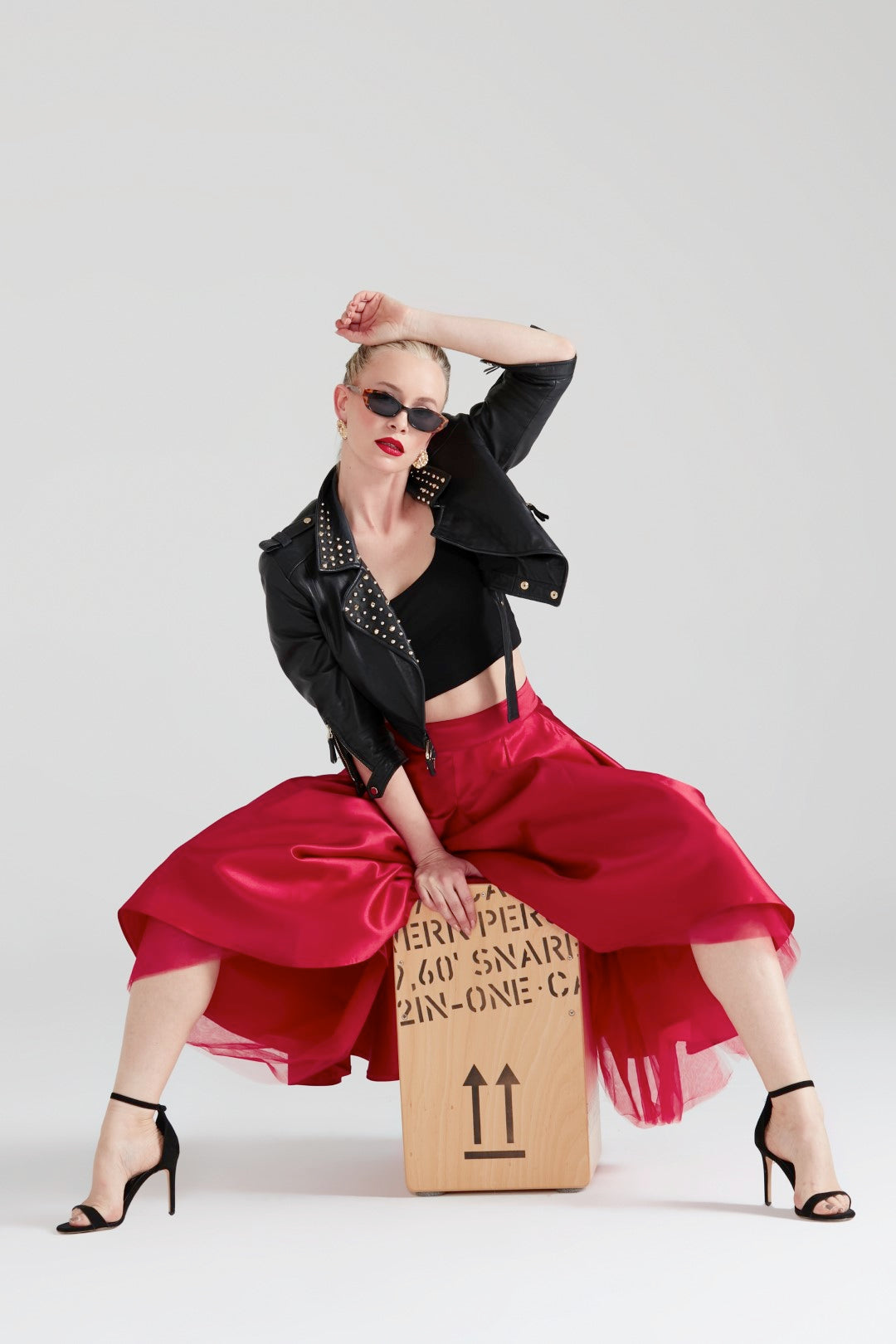 Dollie Bell-Fever Pileli Tül Detaylı Midi Etek Kırmızı-Lover Doll-3-Milagron.com