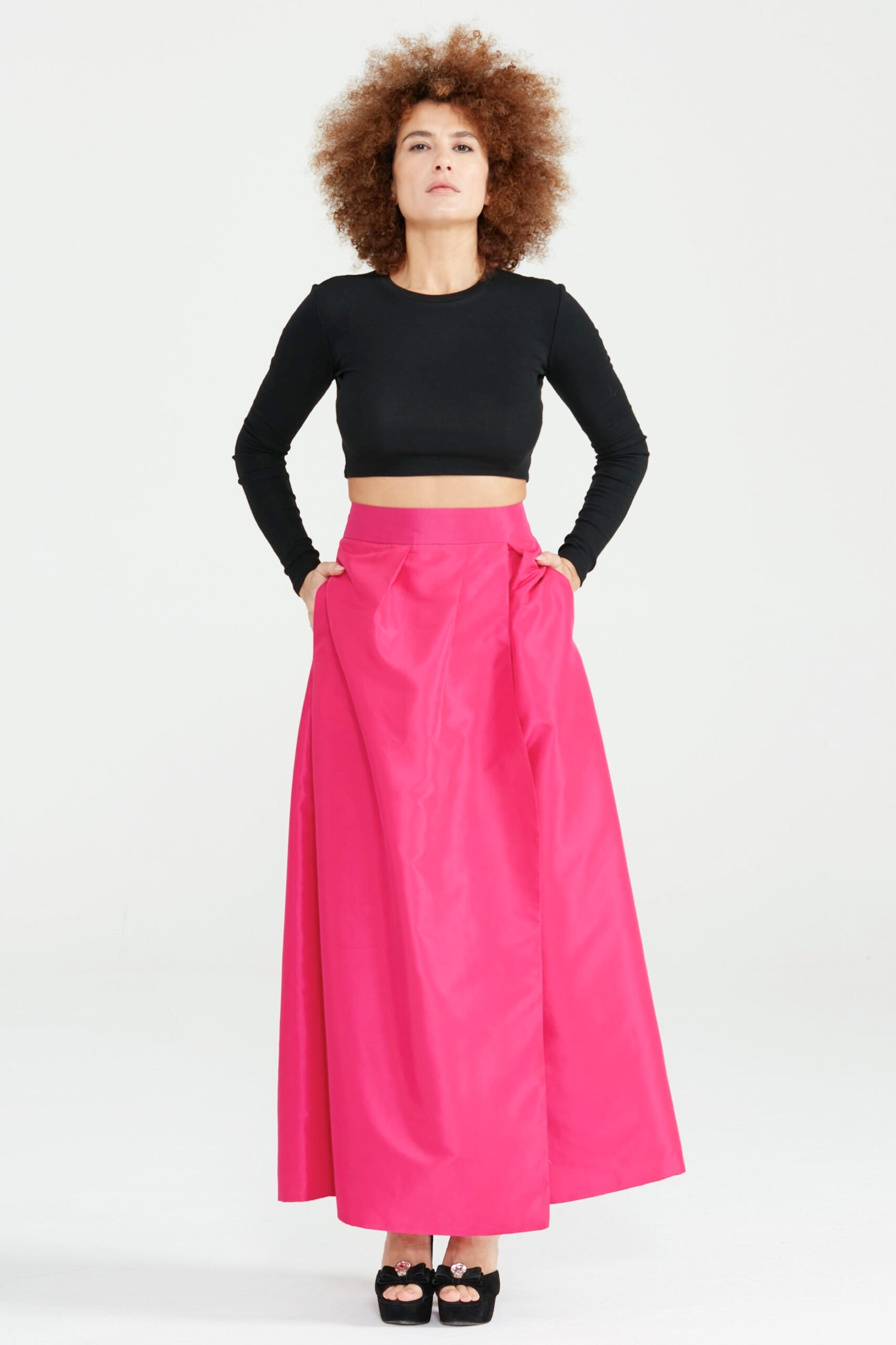 Dollie Bell-Flame Kruvaze Maxi Etek / Fuşya-Etek-2-Milagron.com